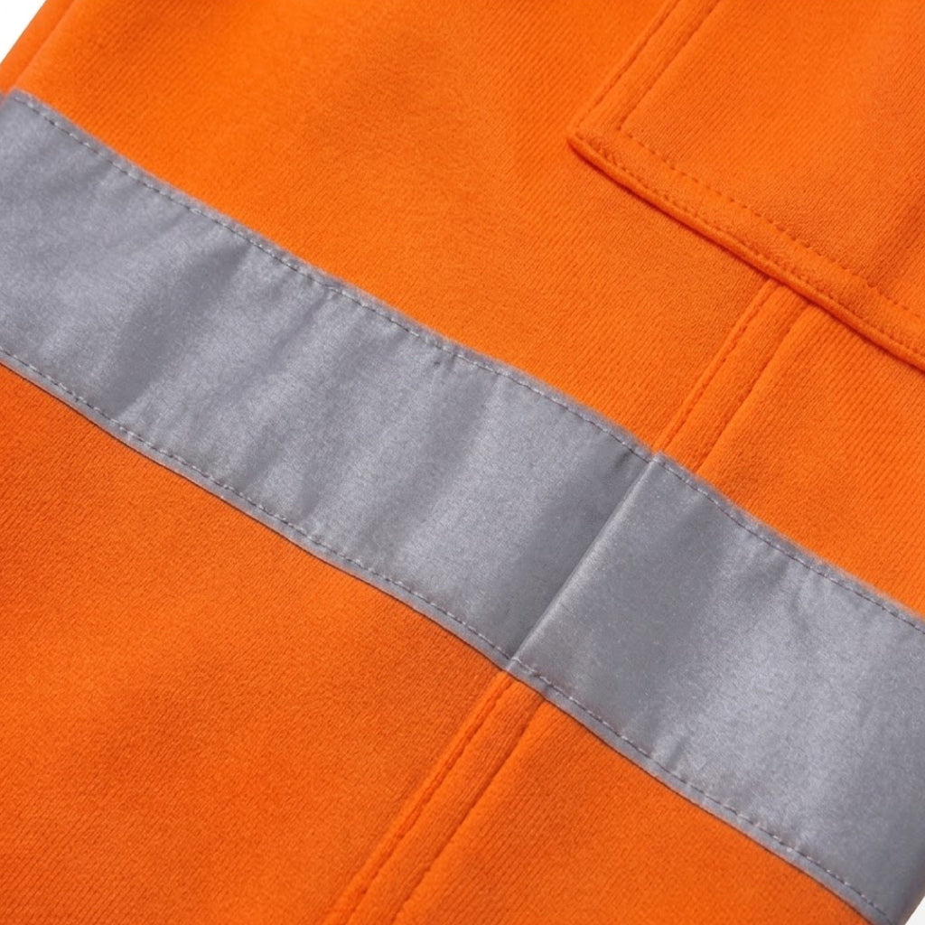 100% Polyester Hi Viz Mens Work Trousers Hi Viz Jogging Bottoms Safety Sweat Pants Multi Pockets Super Soft Hi Vis Cargo Security Work Wear Trousers