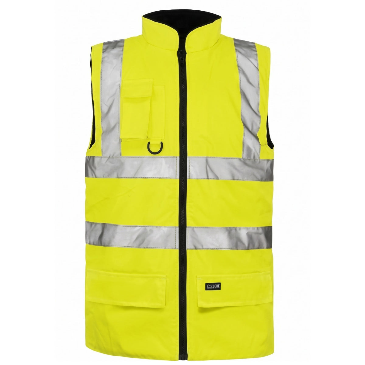 Hi Viz Bodywarmer Reversible Fleece Lined High Visibility Gilet Hi Vis Reflective Waterproof Workwear Padded Vest Security Safety Wear Warm Waistcoat (4X-Large, Yellow)