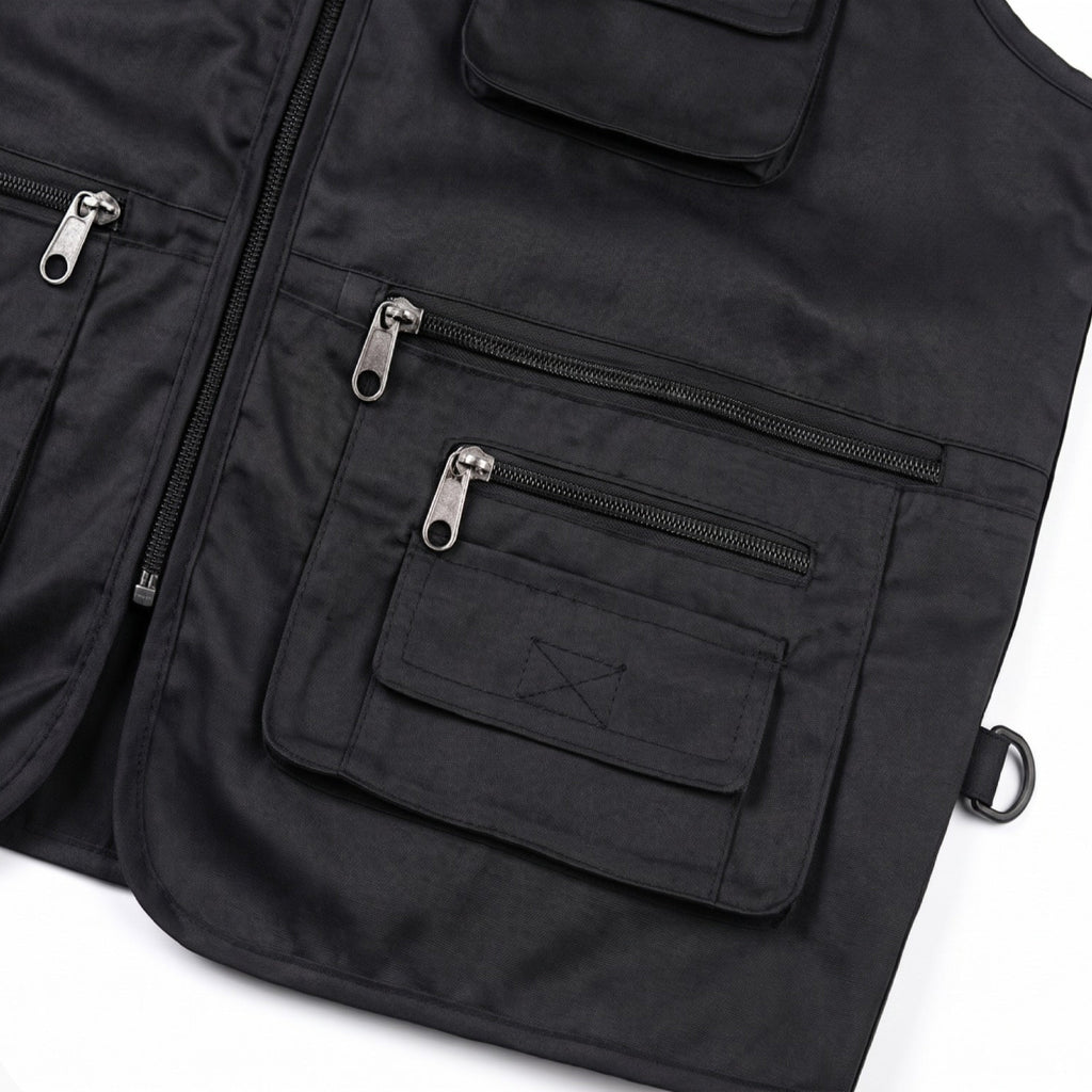 "New Men's Cotton Rich Waistcoat Jacket Multi Pocket Vest Outdoor Fishing Camping Activewear Sleeveless Traveling Photography Hiking Hunting Tactical Outerwear Gilet (Medium, Black) "