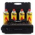 B2C Butane Stove Portable Cooker in Carry Case 2 4 8 12 Gas Bottles Camping BBQ Kit Gas Camping Stove with Automatic Ignition & Heat Control (Gas Stove + 4 Butane Cans), Black (MANIEKSTOVE)