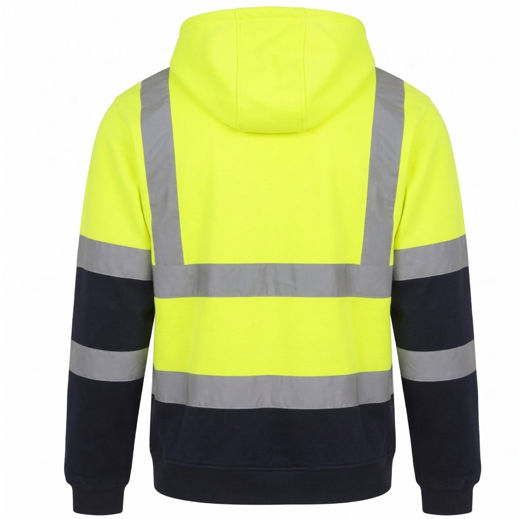 Men Hi Vis Viz Two Tone Hoodies Pullover Safety Super Soft Fleece Workwear Tops Pull Over High Visibility Security Super Soft Cosy Fleece Hoody Jumpers (3279)