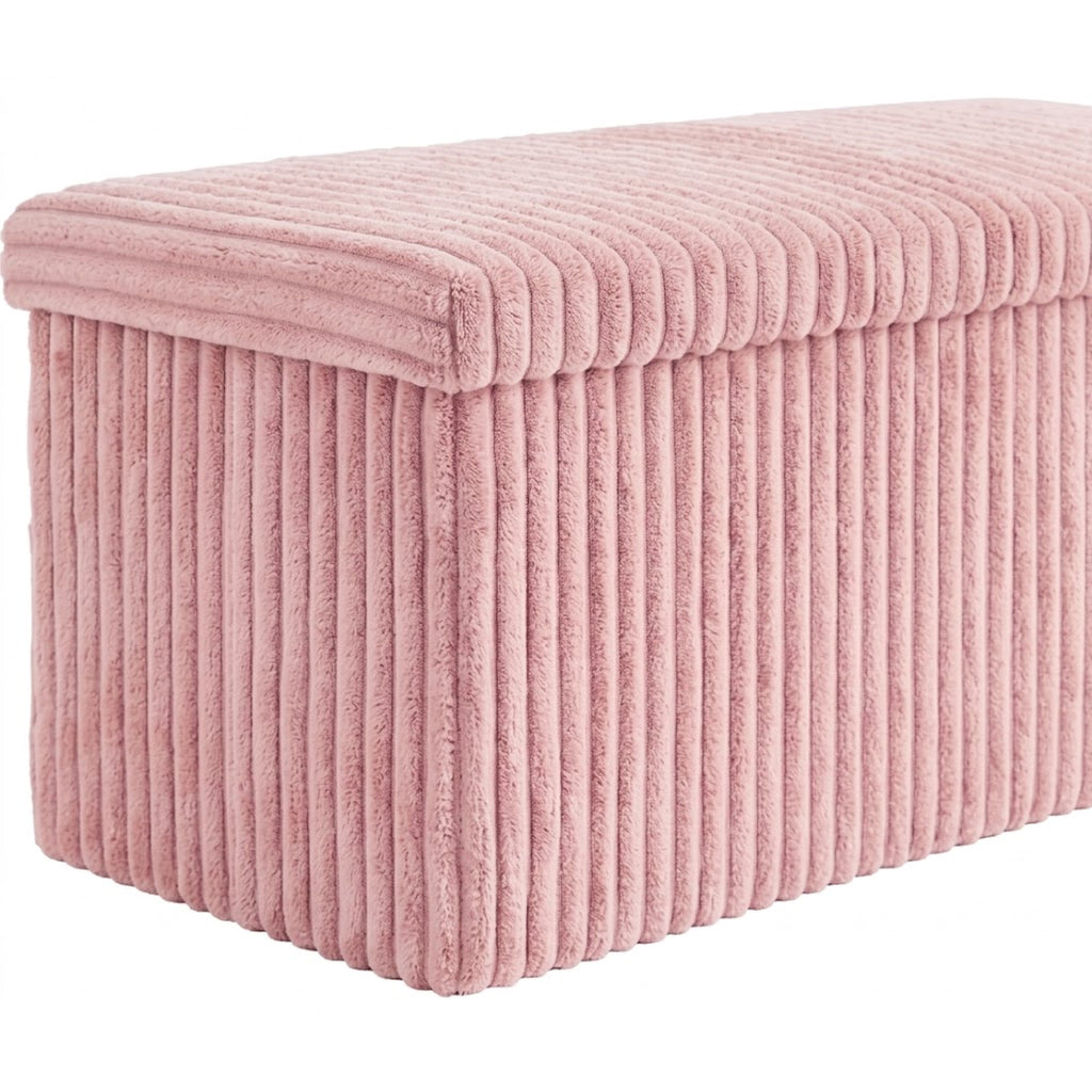 Ottoman Foldable Ribbed Storage Box Bench